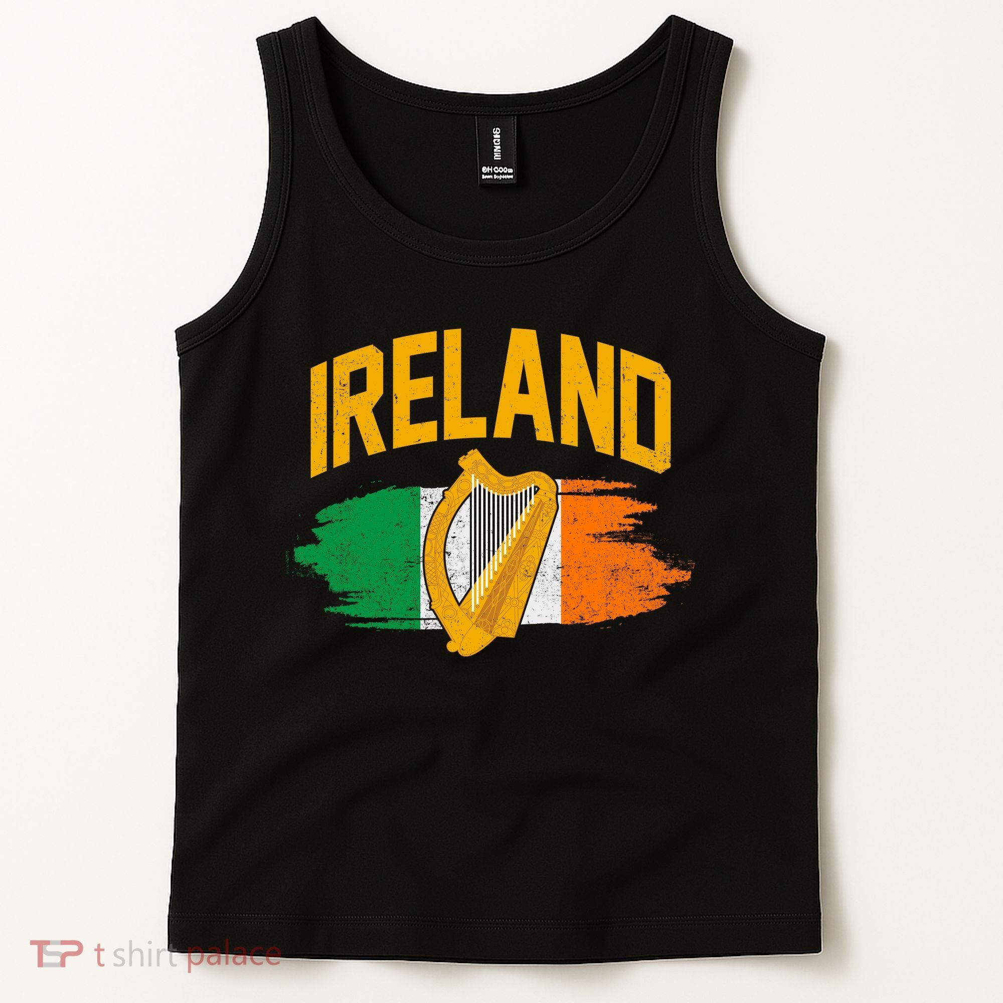 Distressed Ireland Coat Of Arms Harp Flag Tank Top