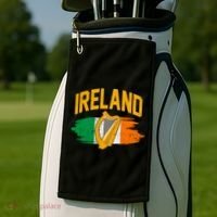Distressed Ireland Coat Of Arms Harp Flag Golf Towel thumb 2