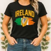 Distressed Ireland Coat Of Arms Harp Flag Women's T-Shirt thumb 2