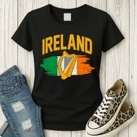 Distressed Ireland Coat Of Arms Harp Flag Women's T-Shirt thumb 3