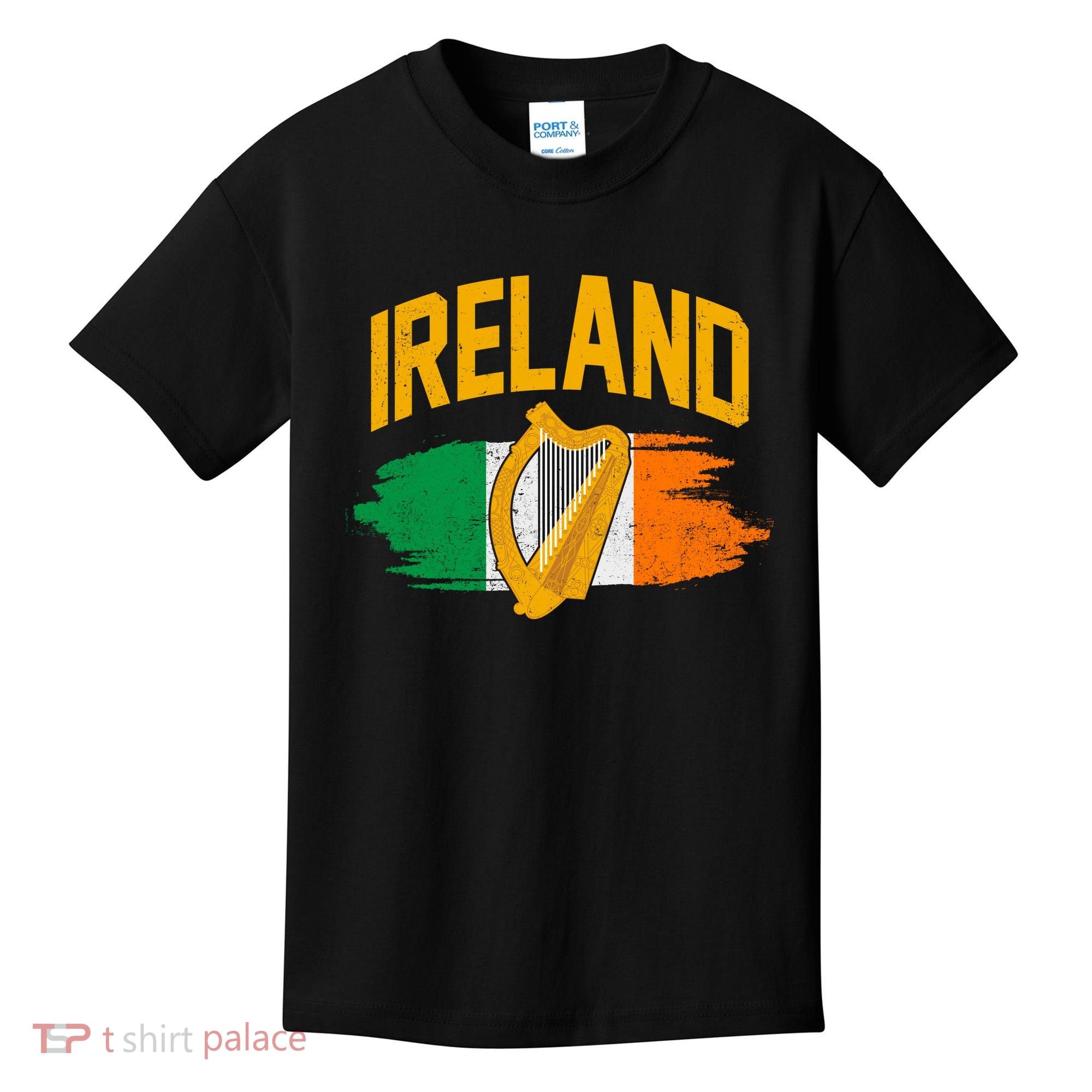 Distressed Ireland Coat Of Arms Harp Flag Kids T-Shirt