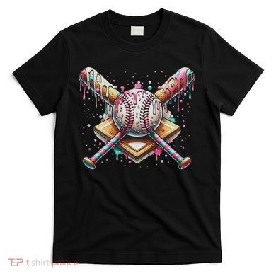 Drip Ice Cream Dripping Baseball Player T-Shirt