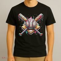 Drip Ice Cream Dripping Baseball Player T-Shirt thumb 3