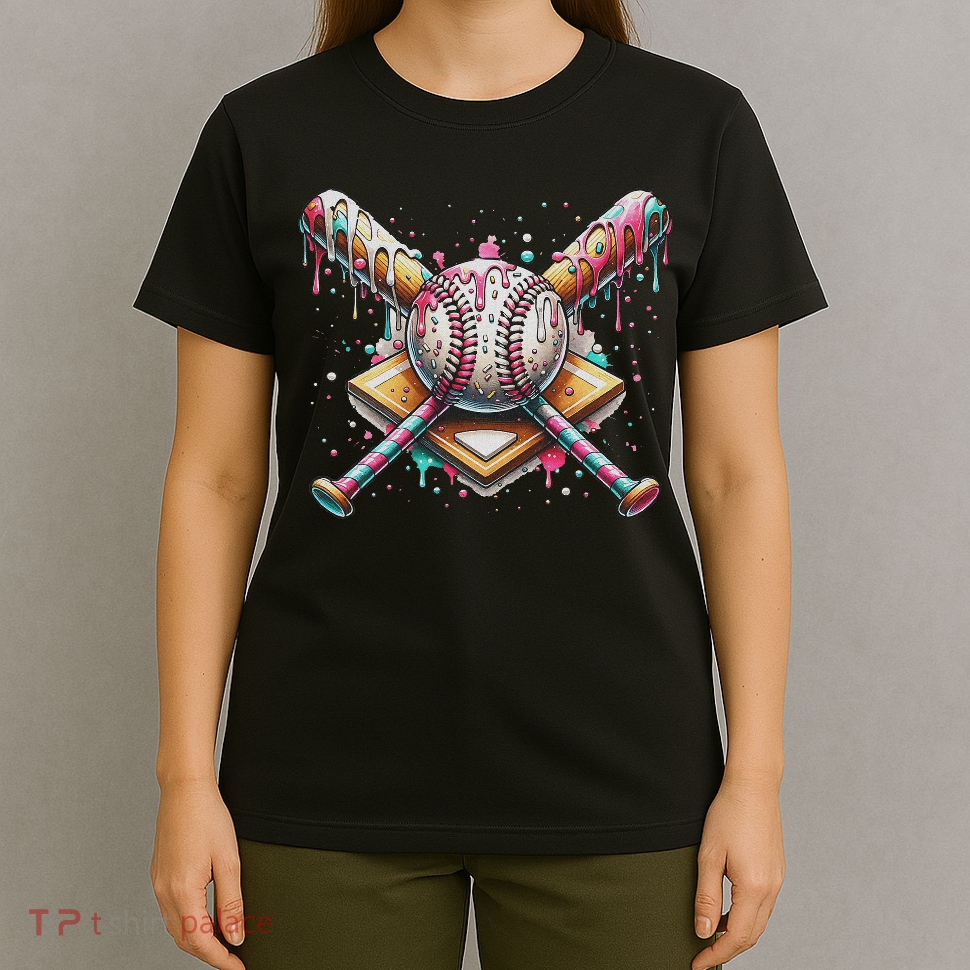 Drip Ice Cream Dripping Baseball Player T-Shirt