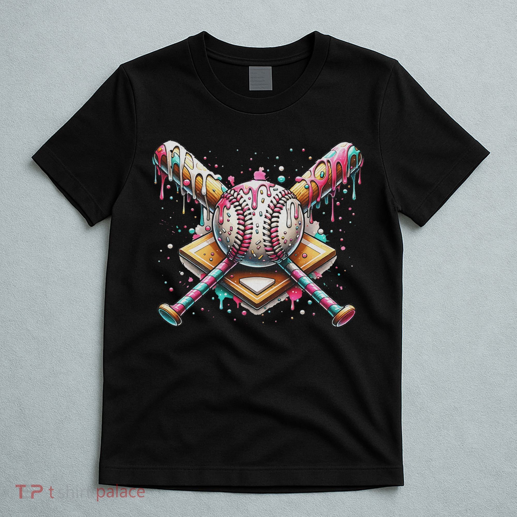 Drip Ice Cream Dripping Baseball Player T-Shirt