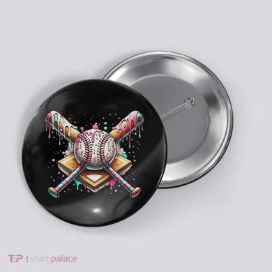 Drip Ice Cream Dripping Baseball Player Button