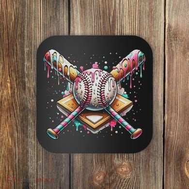 Drip Ice Cream Dripping Baseball Player Coaster