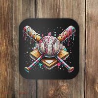 Drip Ice Cream Dripping Baseball Player Coaster thumb 0