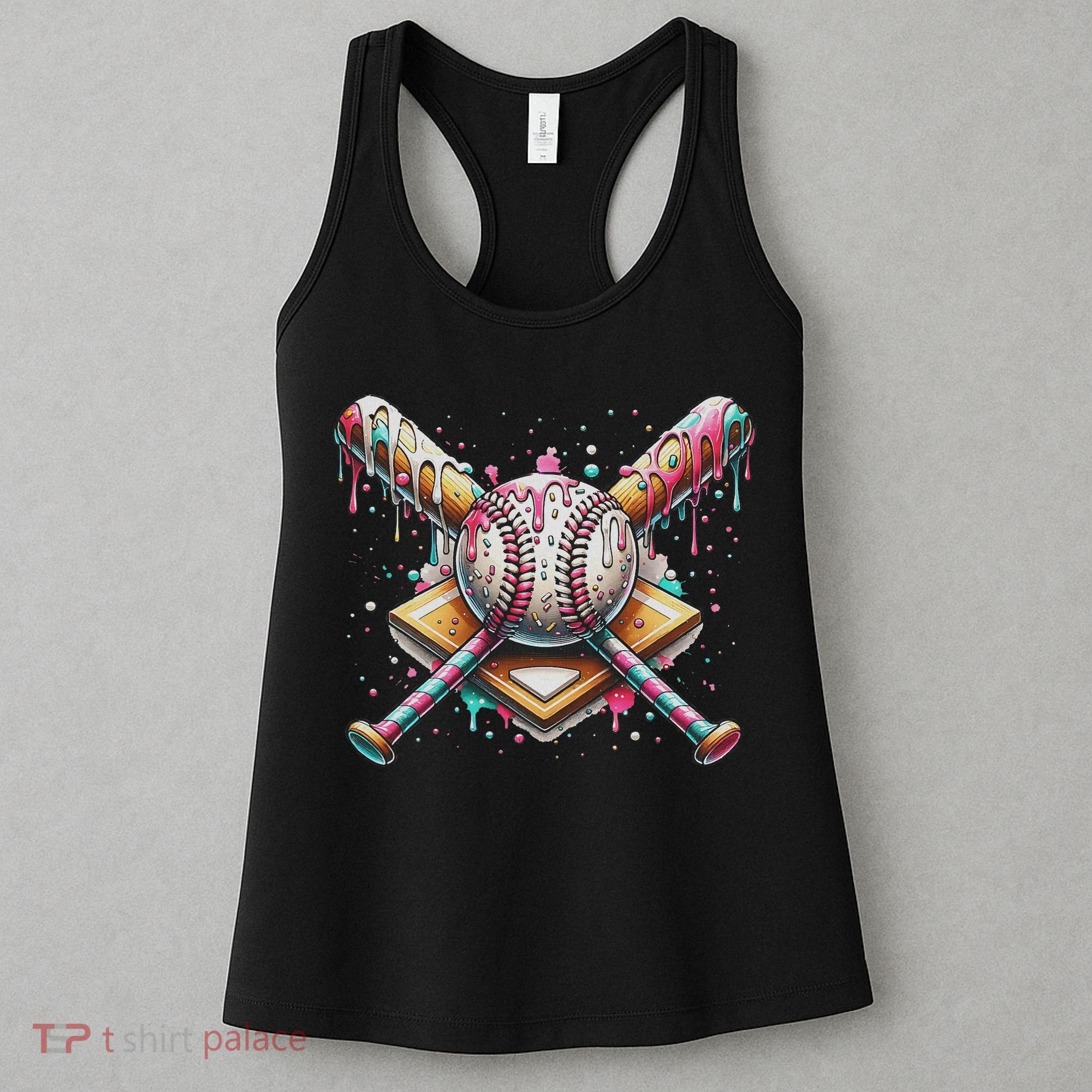 Drip Ice Cream Dripping Baseball Player Women's Tank Top