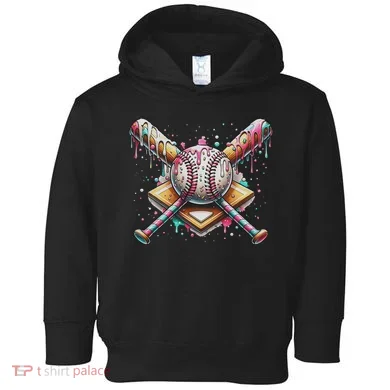 Drip Ice Cream Dripping Baseball Player Toddler Hoodie