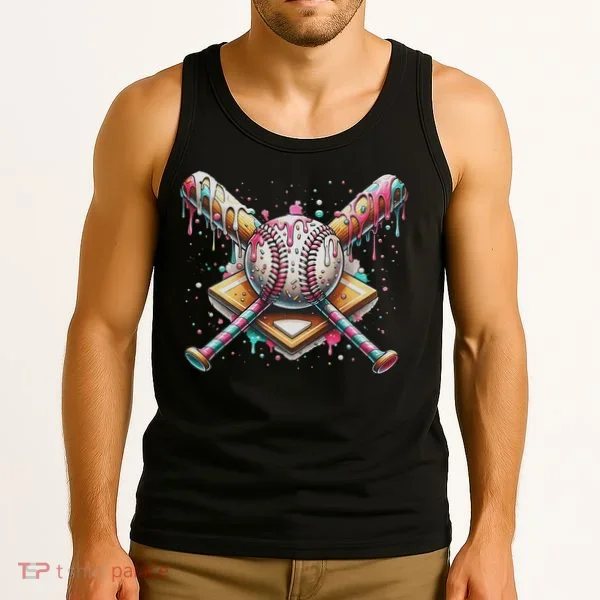 Drip Ice Cream Dripping Baseball Player Tank Top