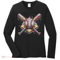 Drip Ice Cream Dripping Baseball Player Women's Long Sleeve Shirt thumb 0