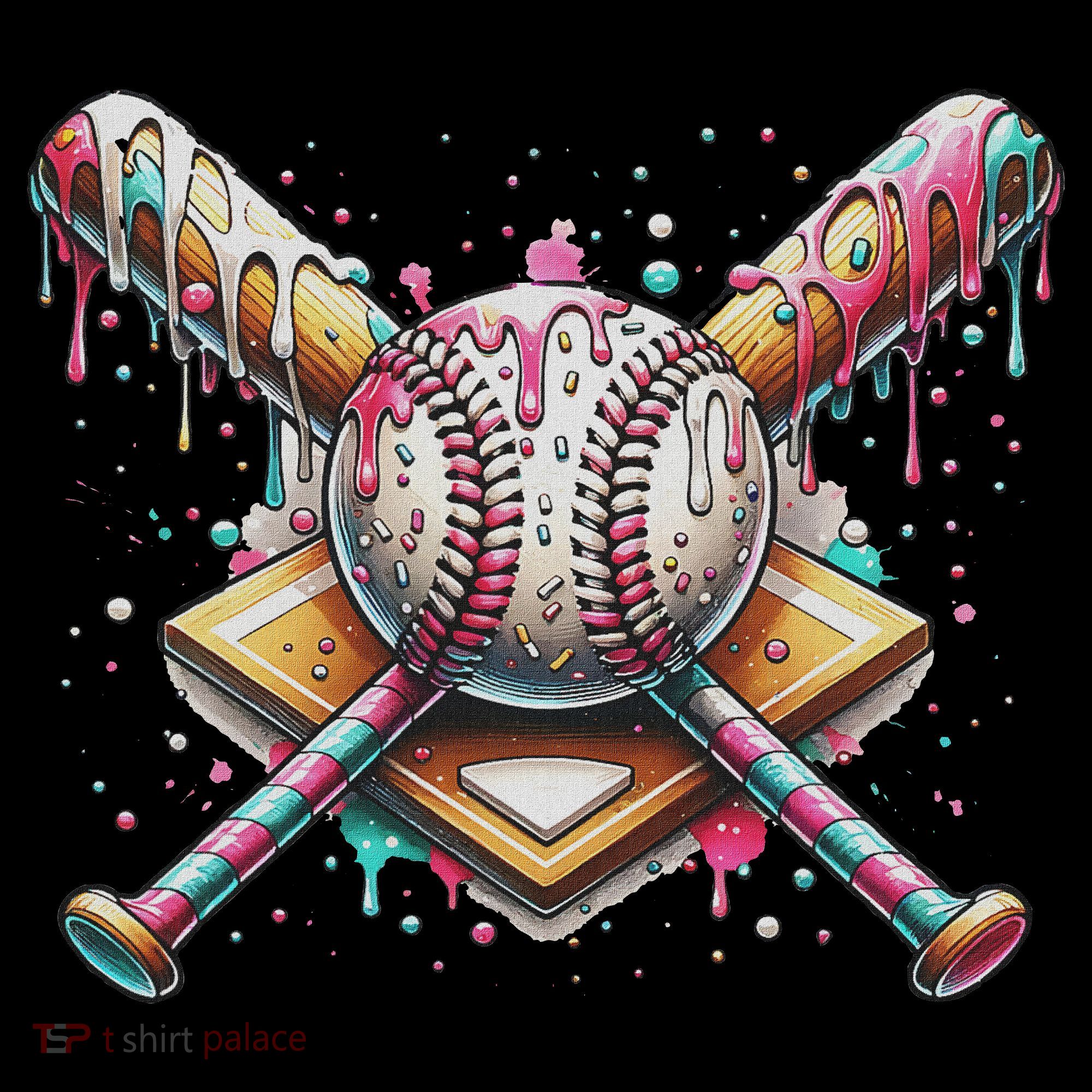 Drip Ice Cream Dripping Baseball Player Women's Long Sleeve Shirt