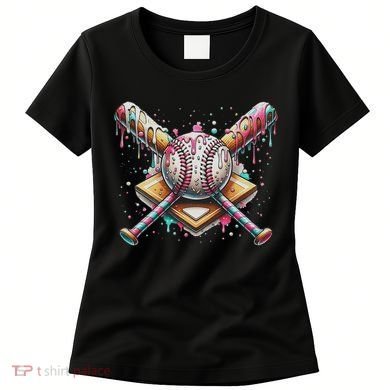 Drip Ice Cream Dripping Baseball Player Women's T-Shirt