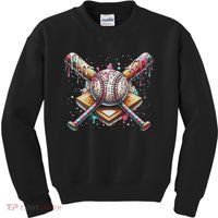 Drip Ice Cream Dripping Baseball Player Kids Sweatshirt thumb 0