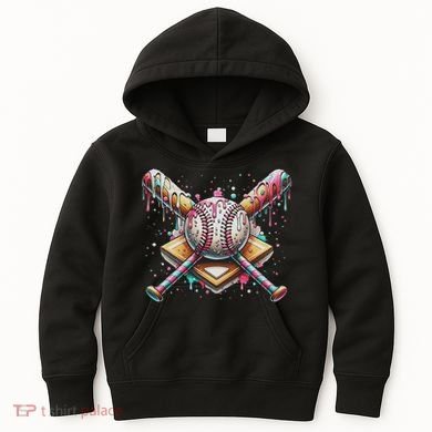Drip Ice Cream Dripping Baseball Player Kids Hoodie