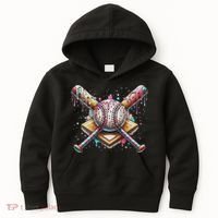 Drip Ice Cream Dripping Baseball Player Kids Hoodie thumb 0