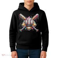 Drip Ice Cream Dripping Baseball Player Kids Hoodie thumb 4