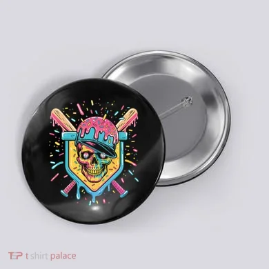Drip Ice Cream Skull Button