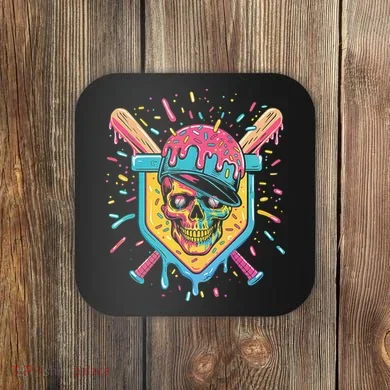 Drip Ice Cream Skull Coaster