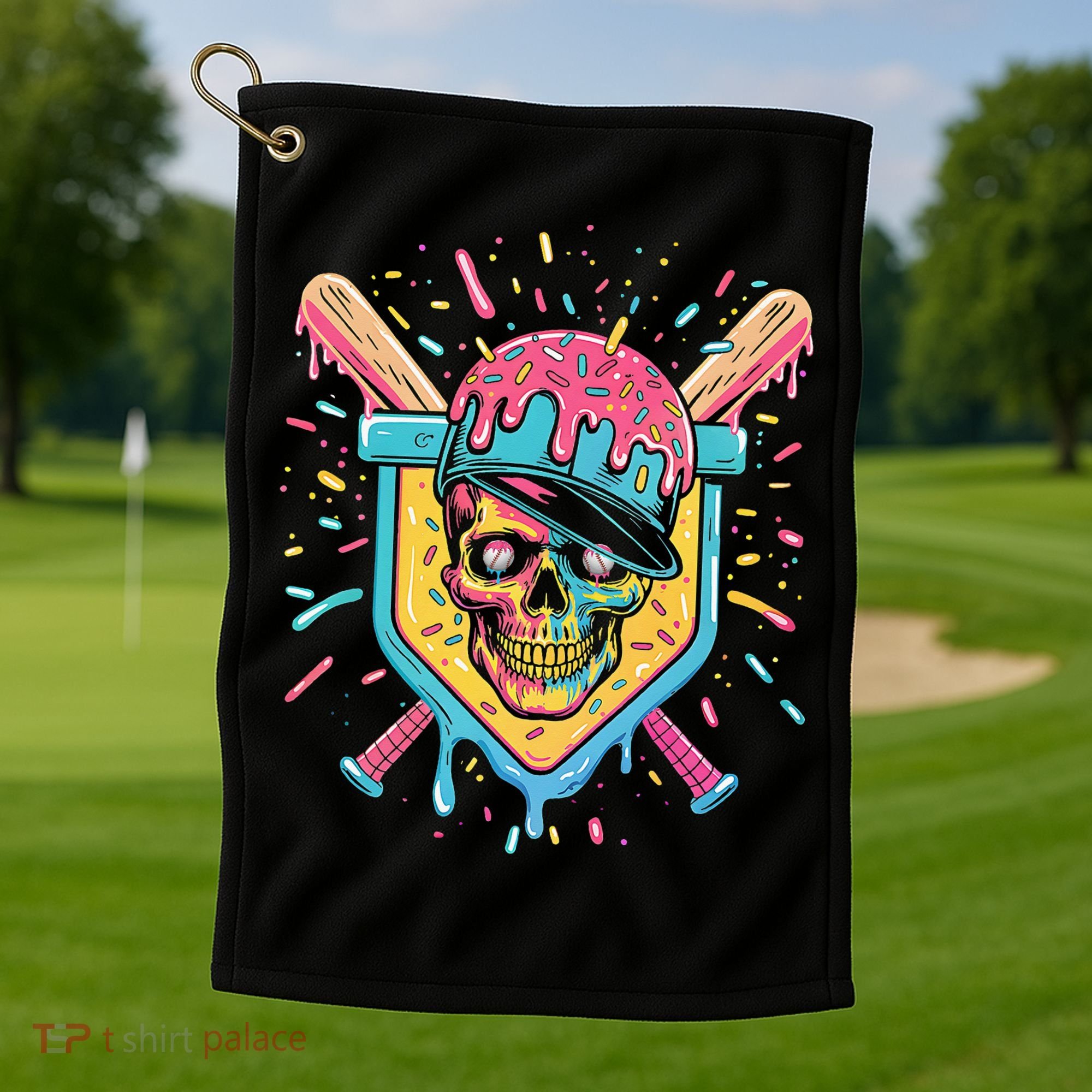 Drip Ice Cream Skull Golf Towel
