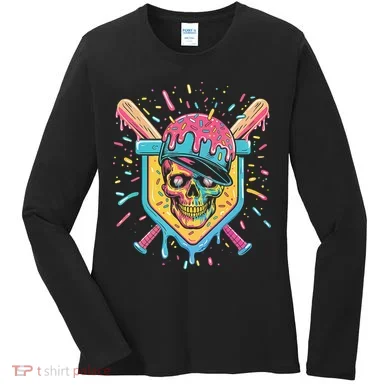 Drip Ice Cream Skull Women's Long Sleeve Shirt