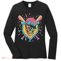 Drip Ice Cream Skull Women's Long Sleeve Shirt thumb 0