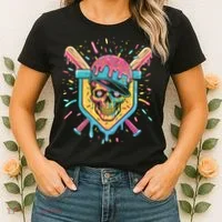 Drip Ice Cream Skull Women's T-Shirt thumb 2