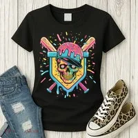 Drip Ice Cream Skull Women's T-Shirt thumb 3