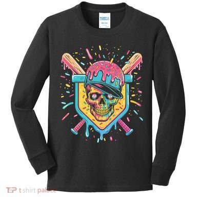 Drip Ice Cream Skull Kids Long Sleeve Shirt