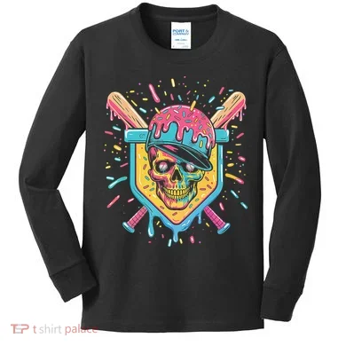 Drip Ice Cream Skull Kids Long Sleeve Shirt