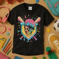 Drip Ice Cream Skull Kids T-Shirt thumb 3