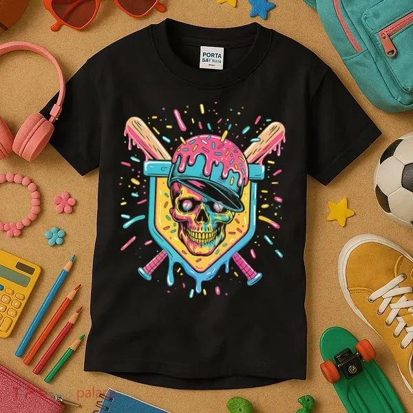 Drip Ice Cream Skull Kids T-Shirt