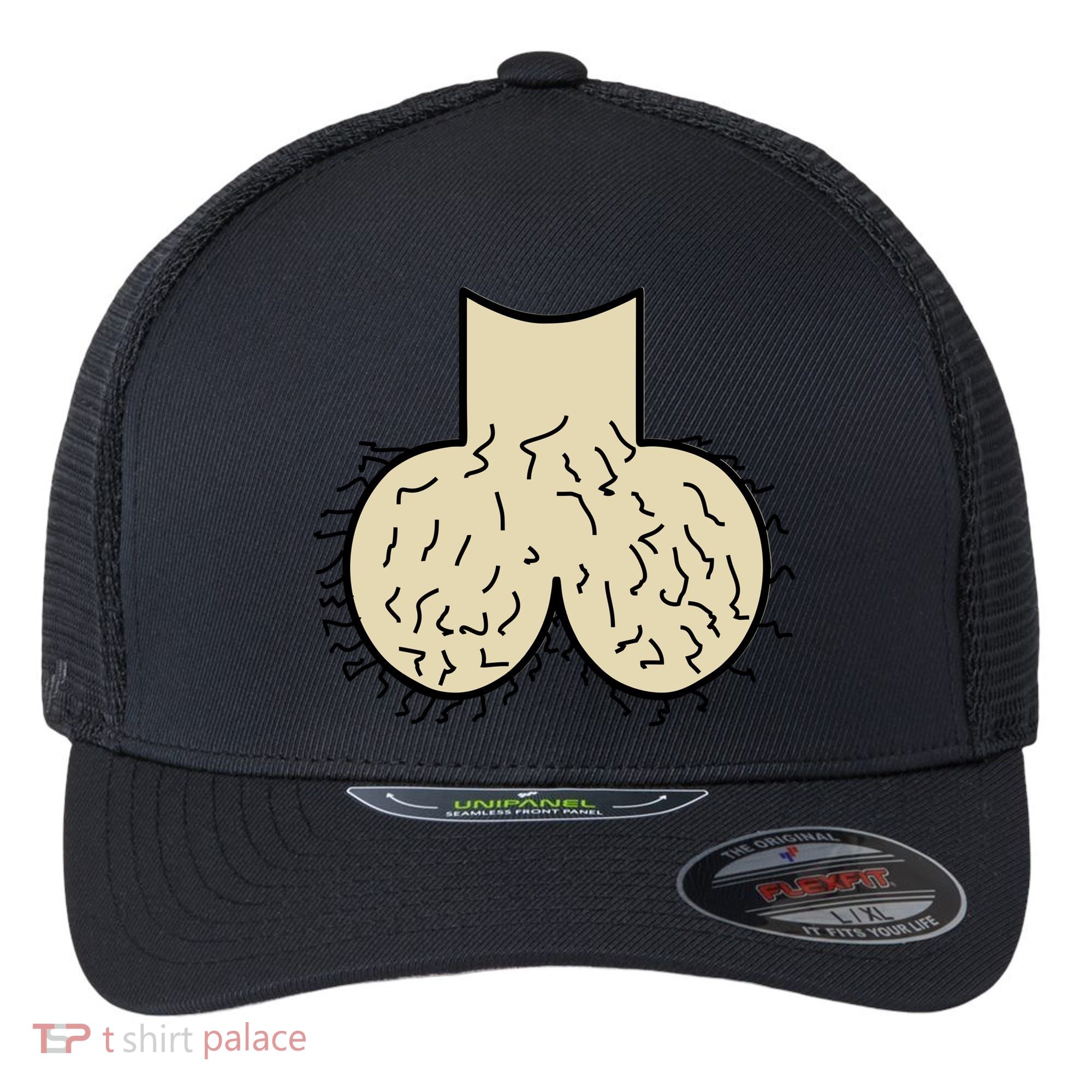 Dick Head Ball Sack Flexfit Unipanel Trucker Cap