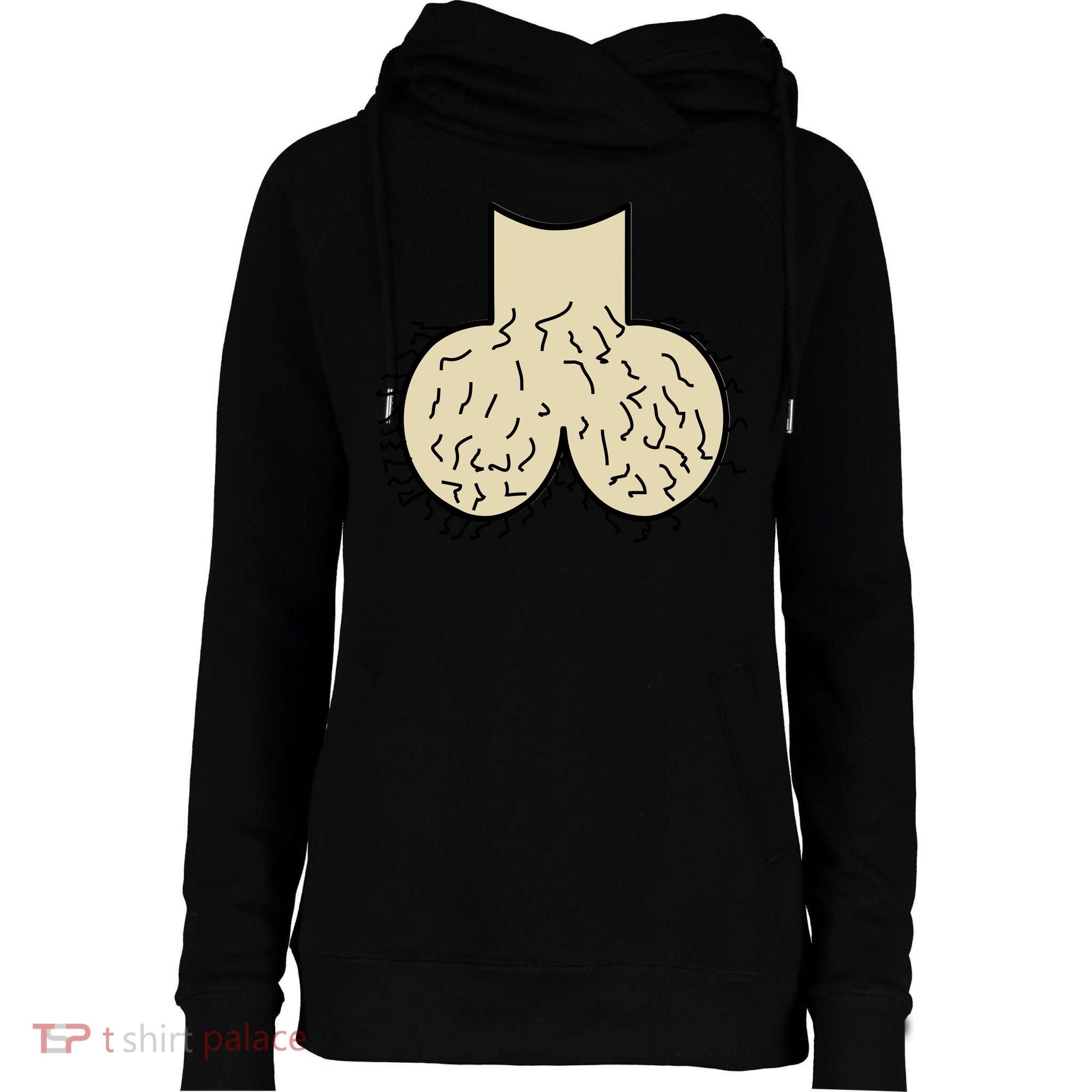 Dick Head Ball Sack Womens Funnel Neck Pullover Hood