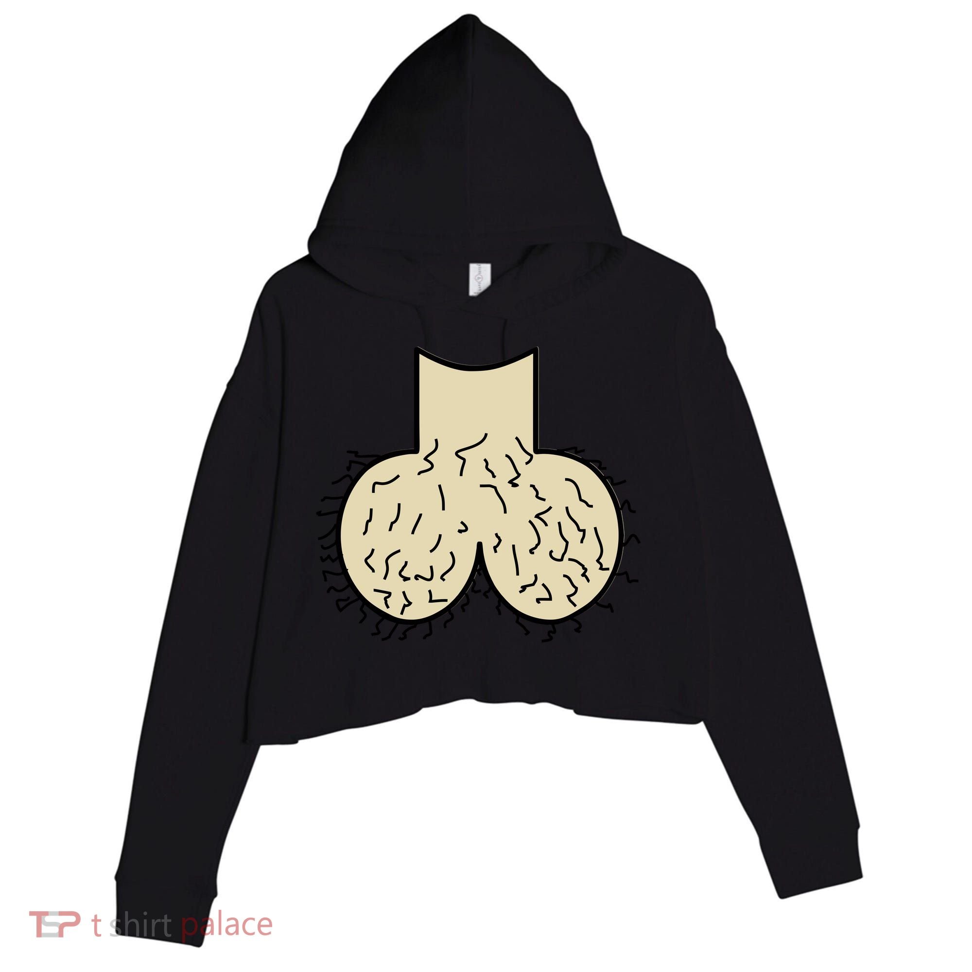 Dick Head Ball Sack Crop Fleece Hoodie