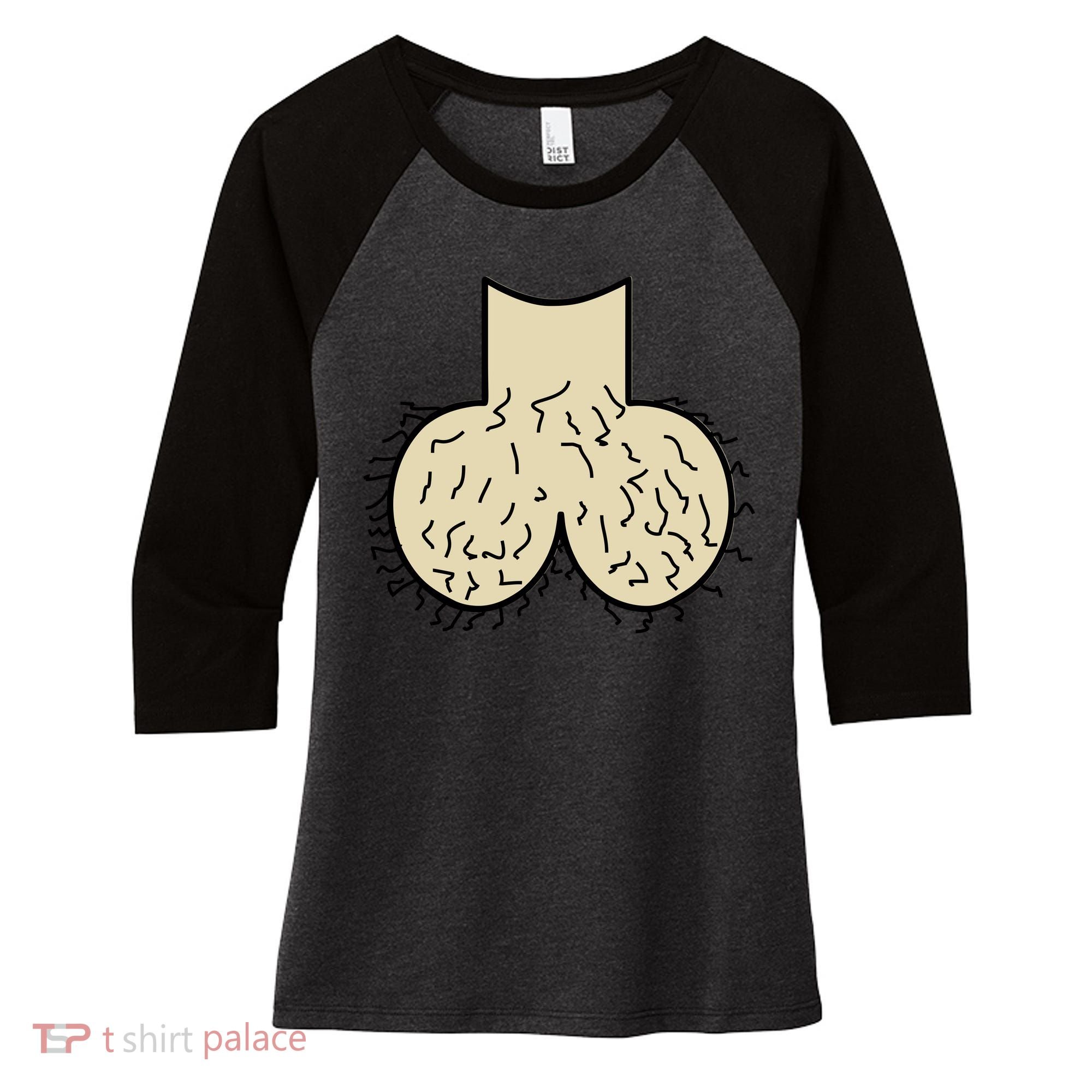 Dick Head Ball Sack Women's Tri-Blend 3/4-Sleeve Raglan Shirt