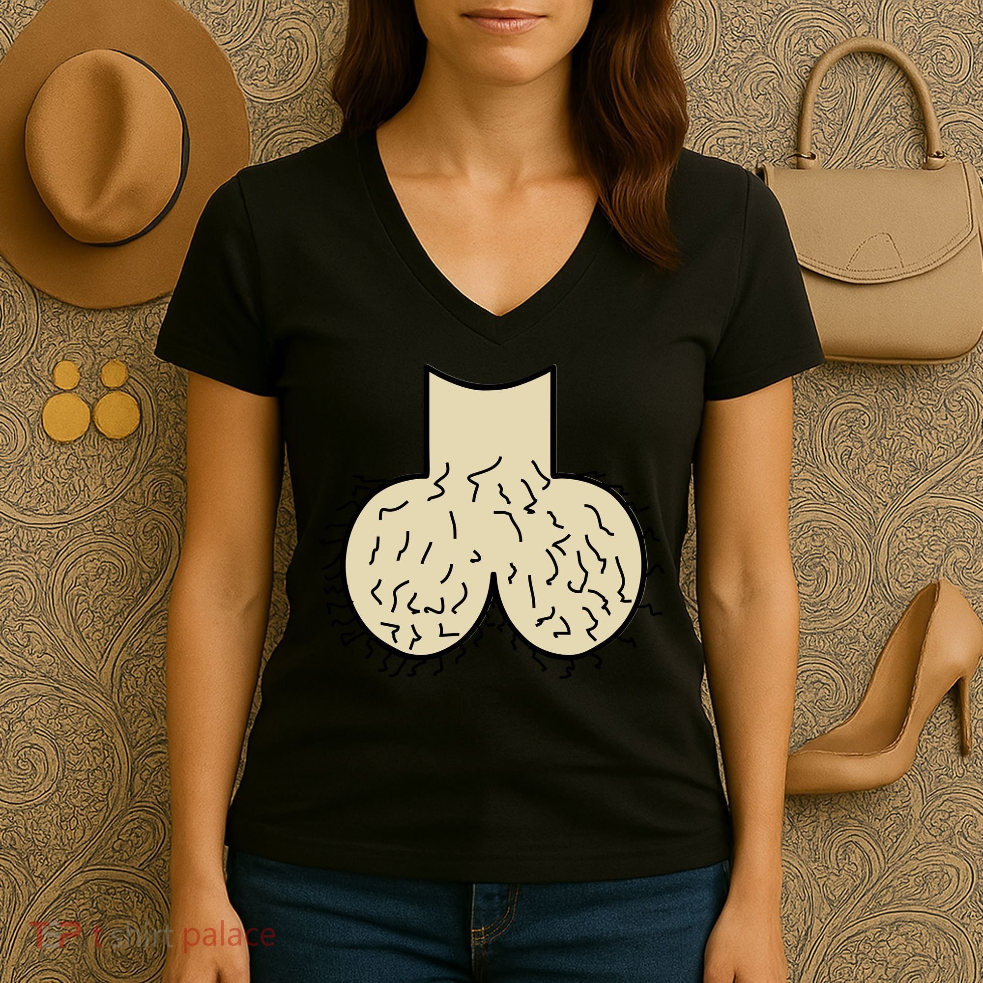 Dick Head Ball Sack Women's V-Neck T-Shirt