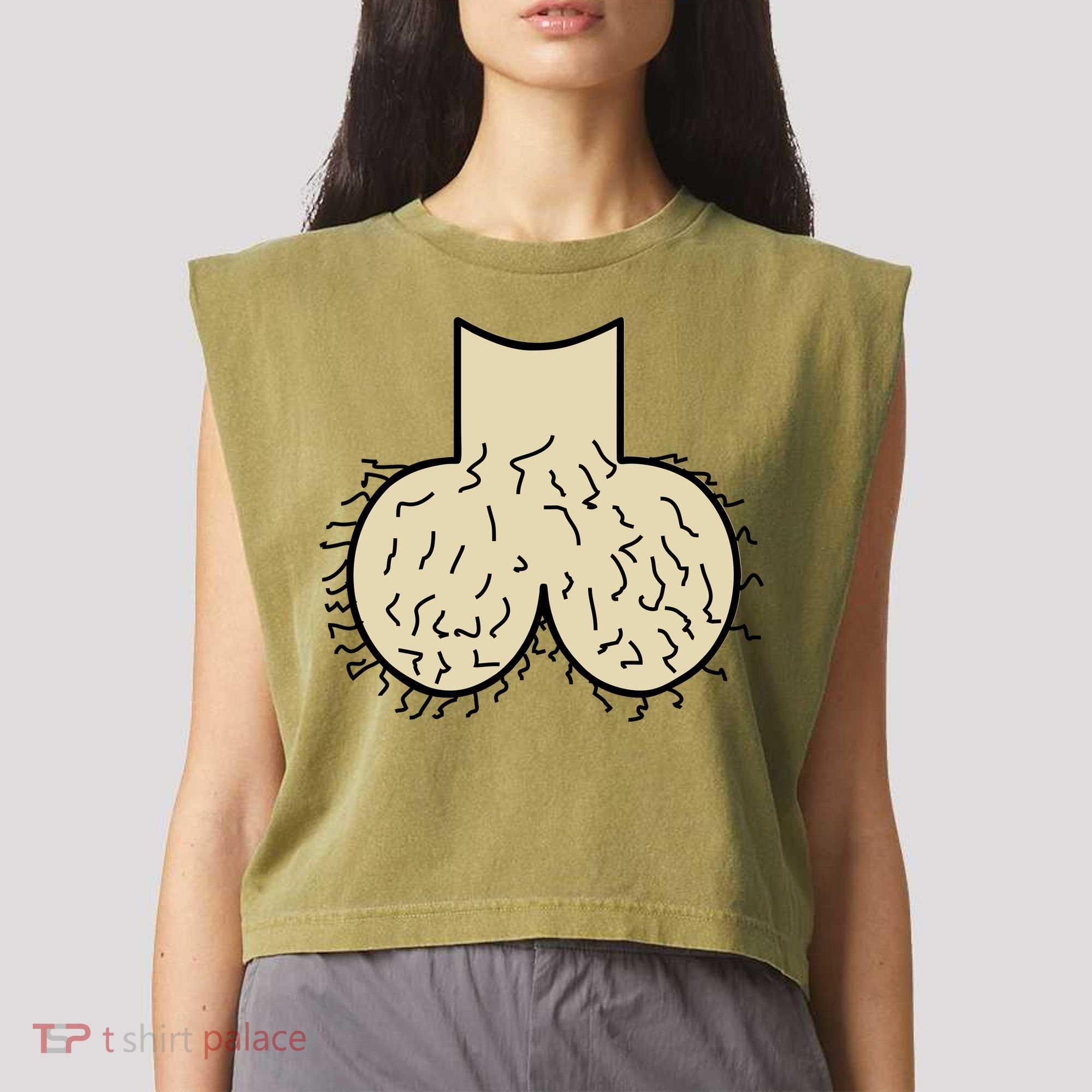 Dick Head Ball Sack Garment-Dyed Women's Muscle Tee