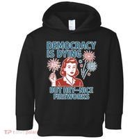 Democracy Is Dying But Hey Nice Fireworks Toddler Hoodie thumb 0