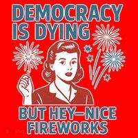 Democracy Is Dying But Hey Nice Fireworks Santa Hat thumb 1