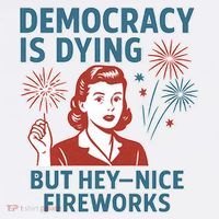Democracy Is Dying But Hey Nice Fireworks Women's Crop Top Tee thumb 4