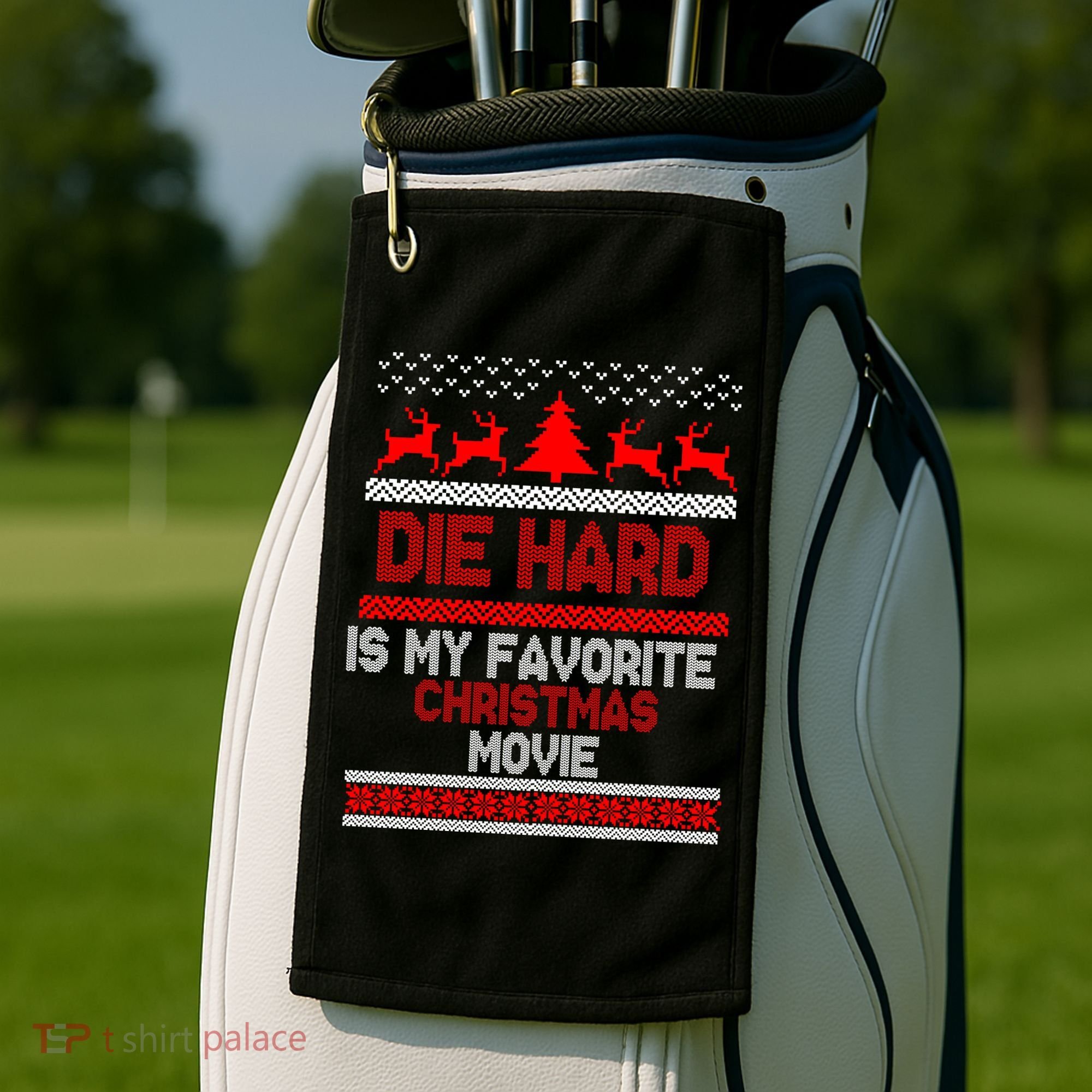 Die Hard Is My Favorite Movie Ugly Christmas Golf Towel