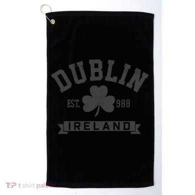 Dublin Ireland Est 988 Clover Leaf Shamrock St Patricks Day Gift Golf Towel