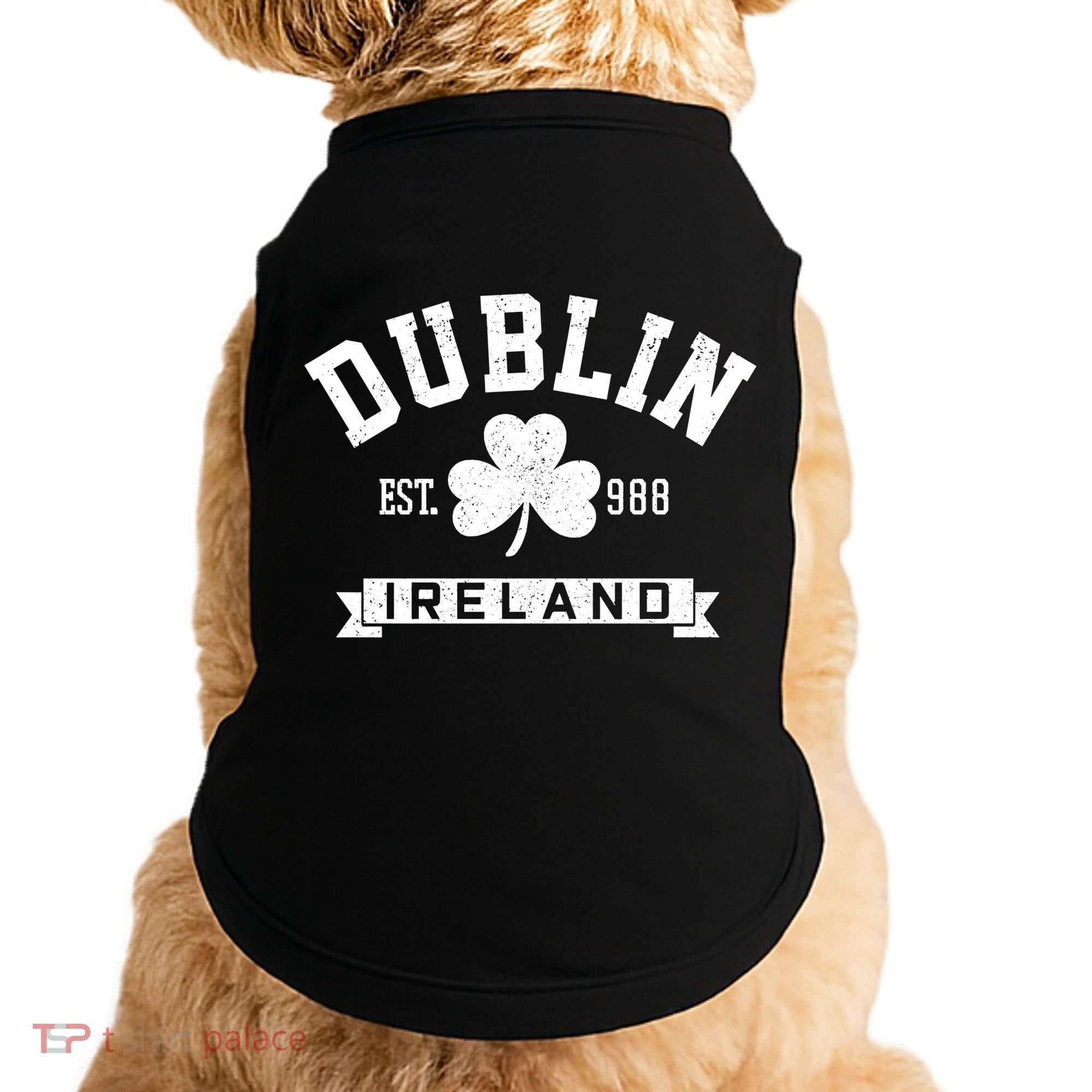 Dublin Ireland Est 988 Clover Leaf Shamrock St Patricks Day Gift Doggie Tank