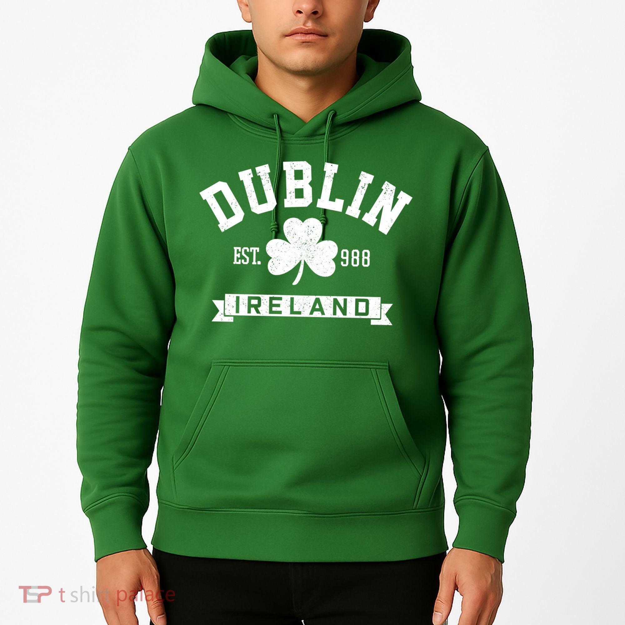 Dublin Ireland Est 988 Clover Leaf Shamrock St Patricks Day Gift Hoodie