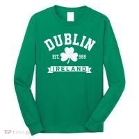Dublin Ireland Est 988 Clover Leaf Shamrock St Patricks Day Gift Long Sleeve Shirt thumb 0