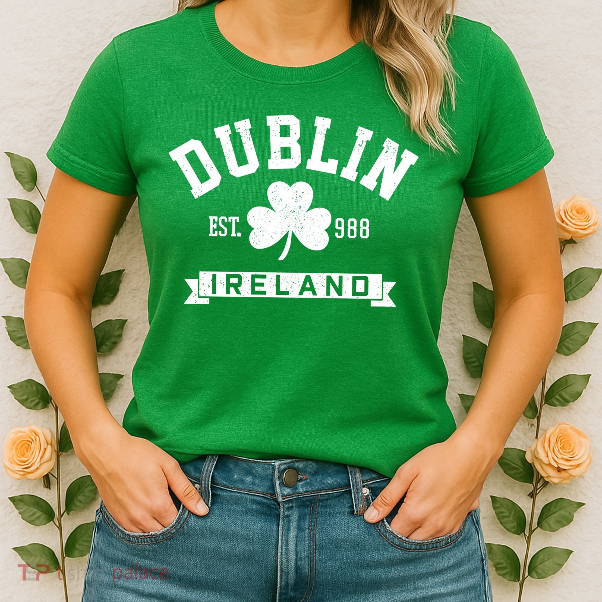 Dublin Ireland Est 988 Clover Leaf Shamrock St Patricks Day Gift Women's T-Shirt