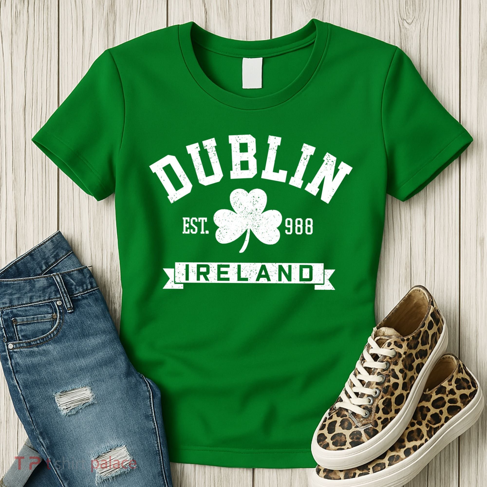 Dublin Ireland Est 988 Clover Leaf Shamrock St Patricks Day Gift Women's T-Shirt