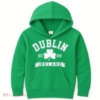 Dublin Ireland Est 988 Clover Leaf Shamrock St Patricks Day Gift Kids Hoodie thumb 0